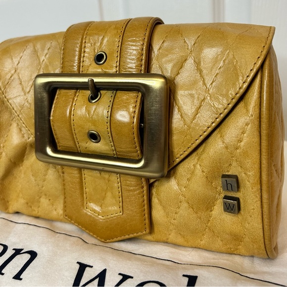 Helen Welsh Mustard Leather Front Buckle Clutch - Picture 2 of 8